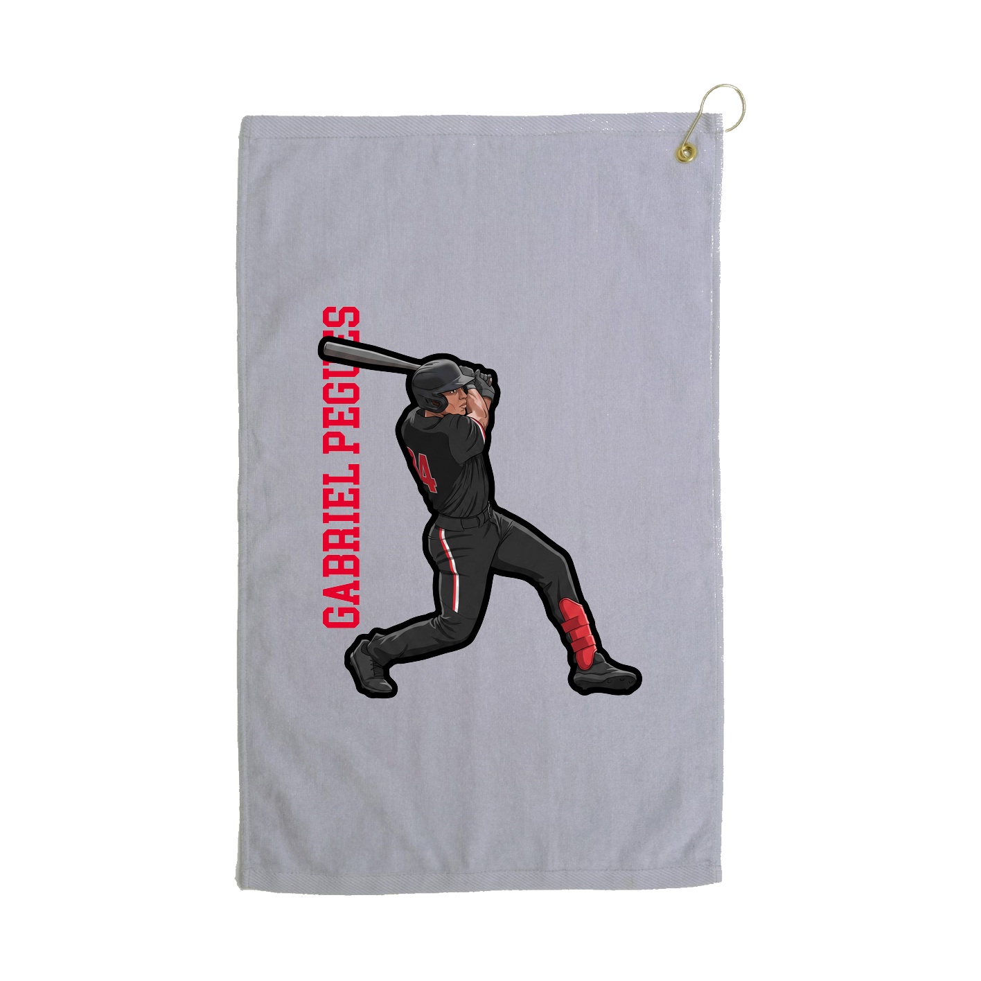 Golf Towel — Name Vertical in Grey