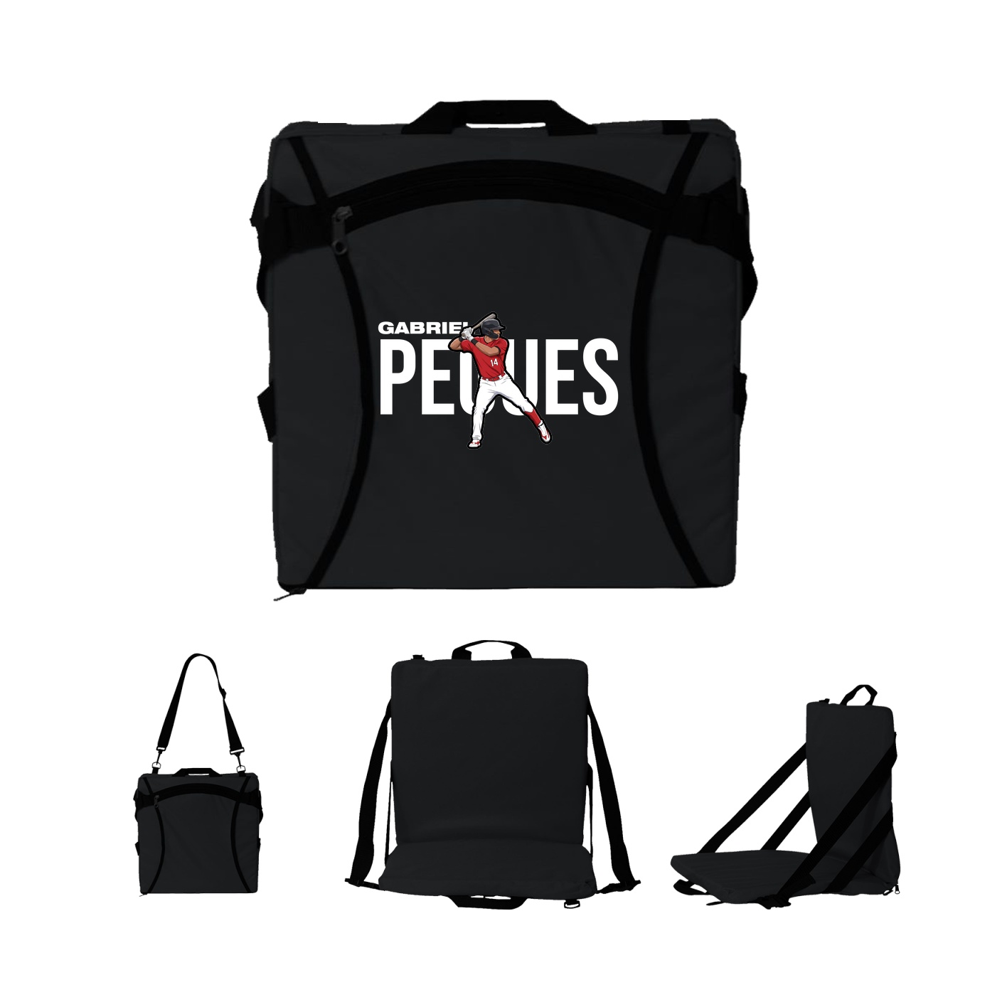 Folding Stadium Seat — Player Name in Black