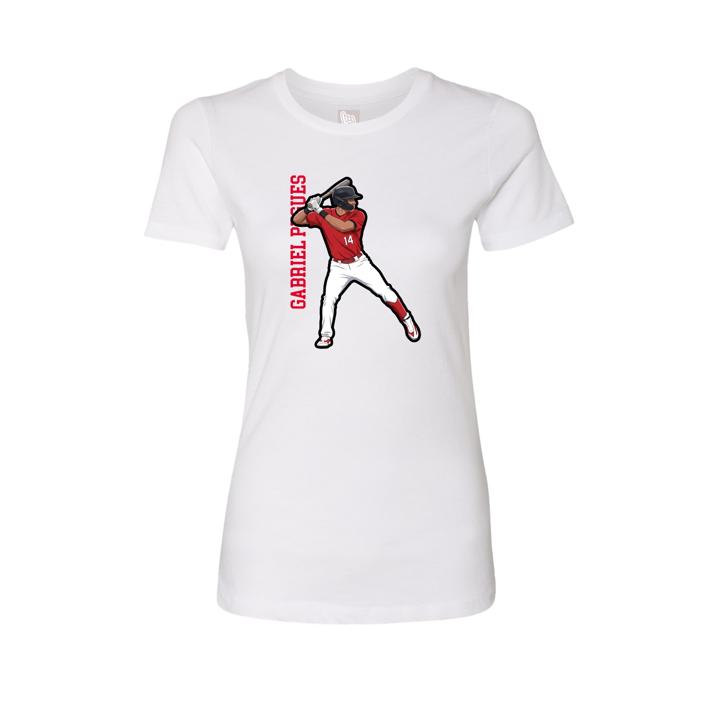 Fitted Women's Tee — Name Vertical in White