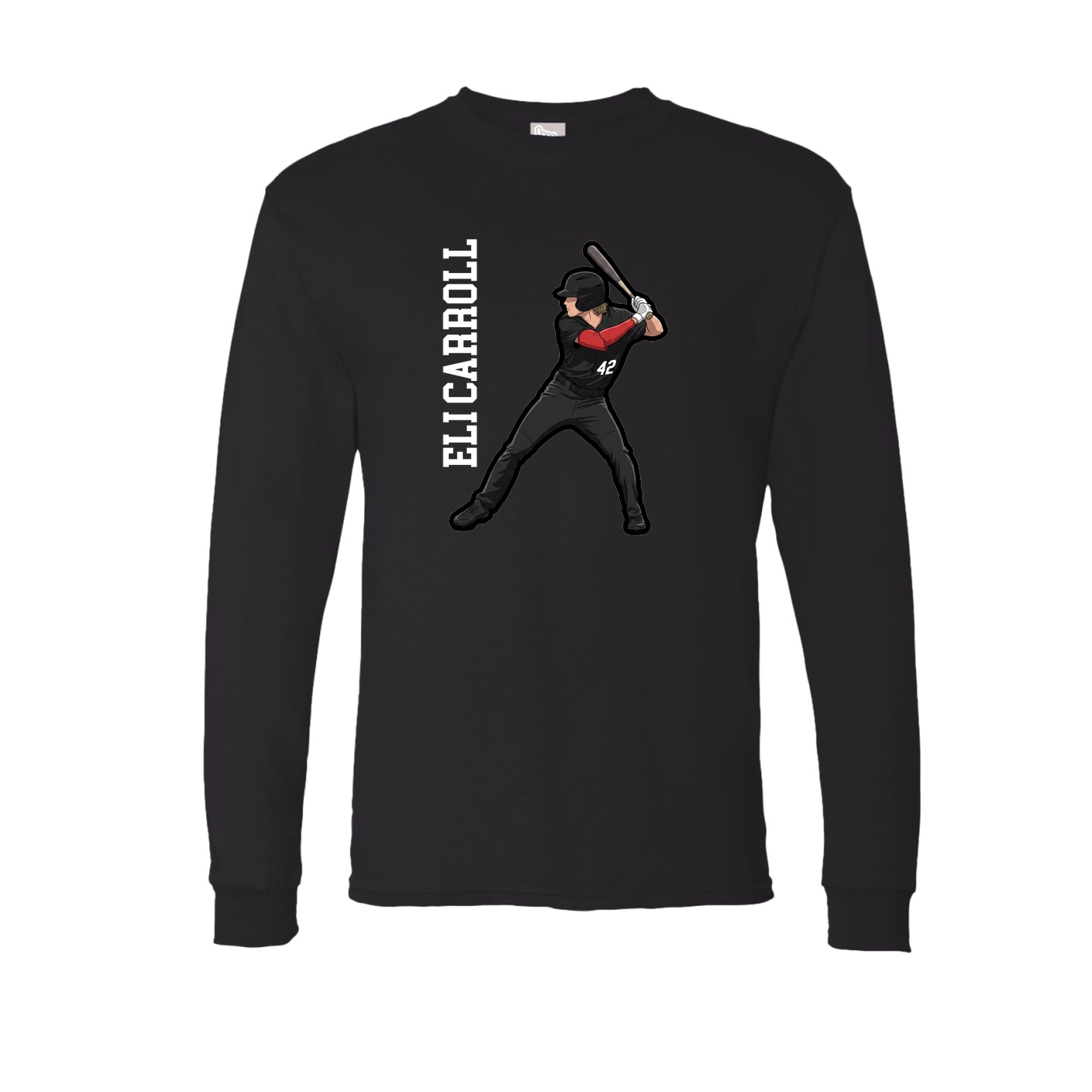 Long Sleeve Tee — Name Vertical in Black