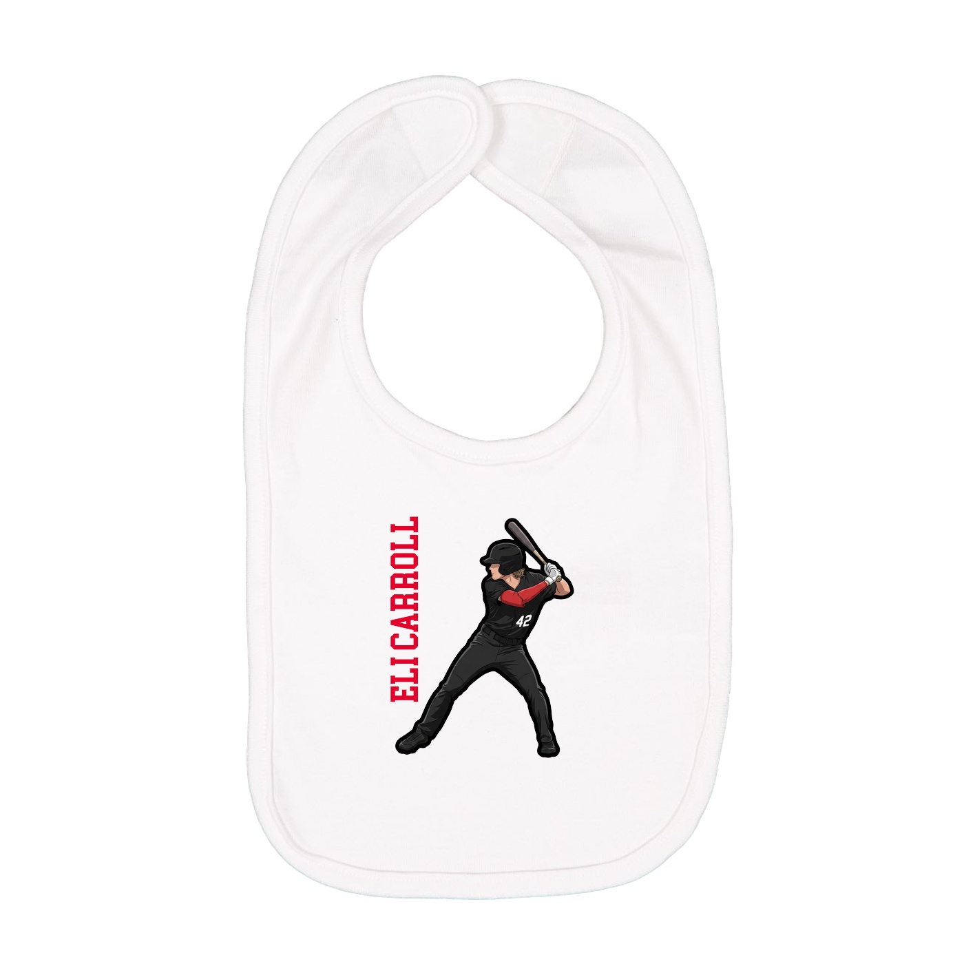 Infant Bib — Name Vertical in White