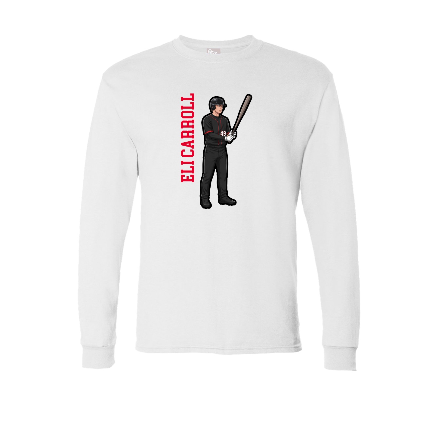 Long Sleeve Tee — Name Vertical in White