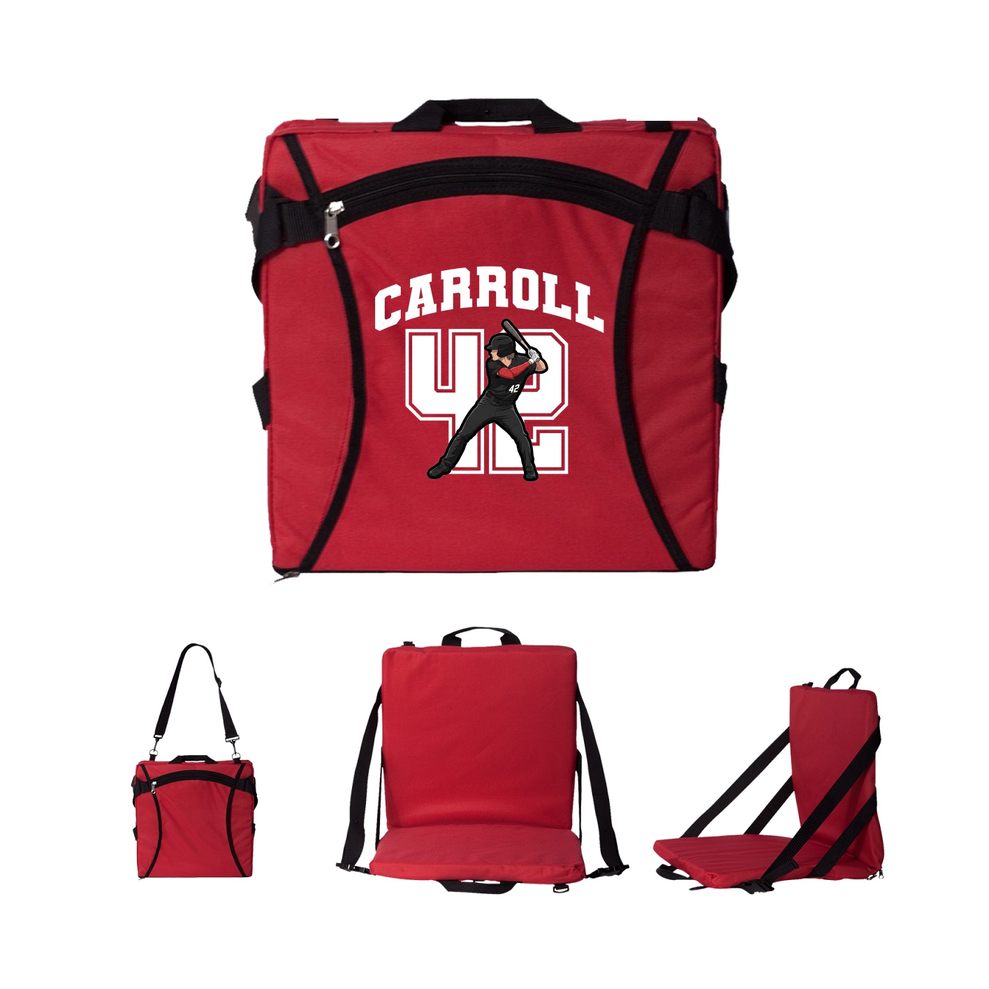 Folding Stadium Seat — Number in Red