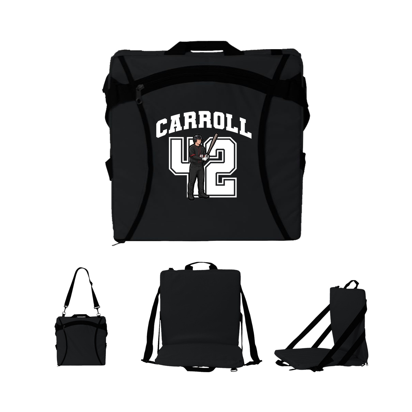 Folding Stadium Seat — Number in Black