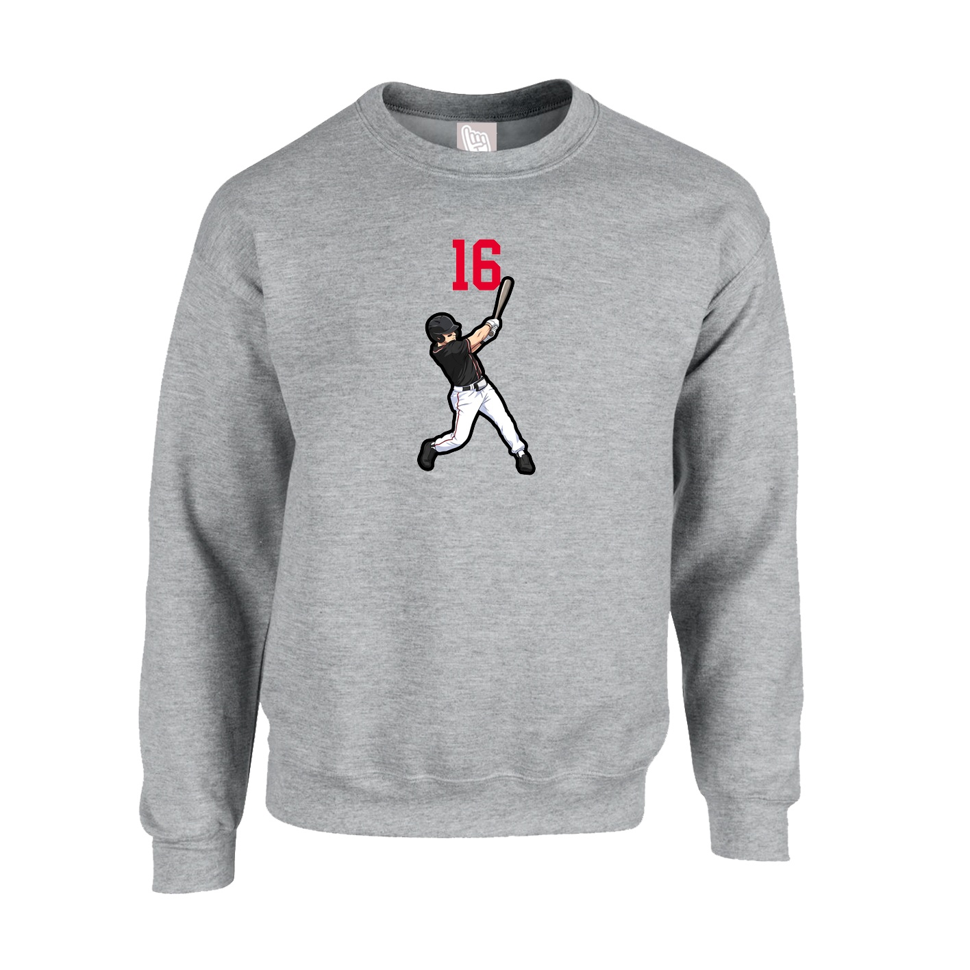 Fleece Crew — Number Top in Grey