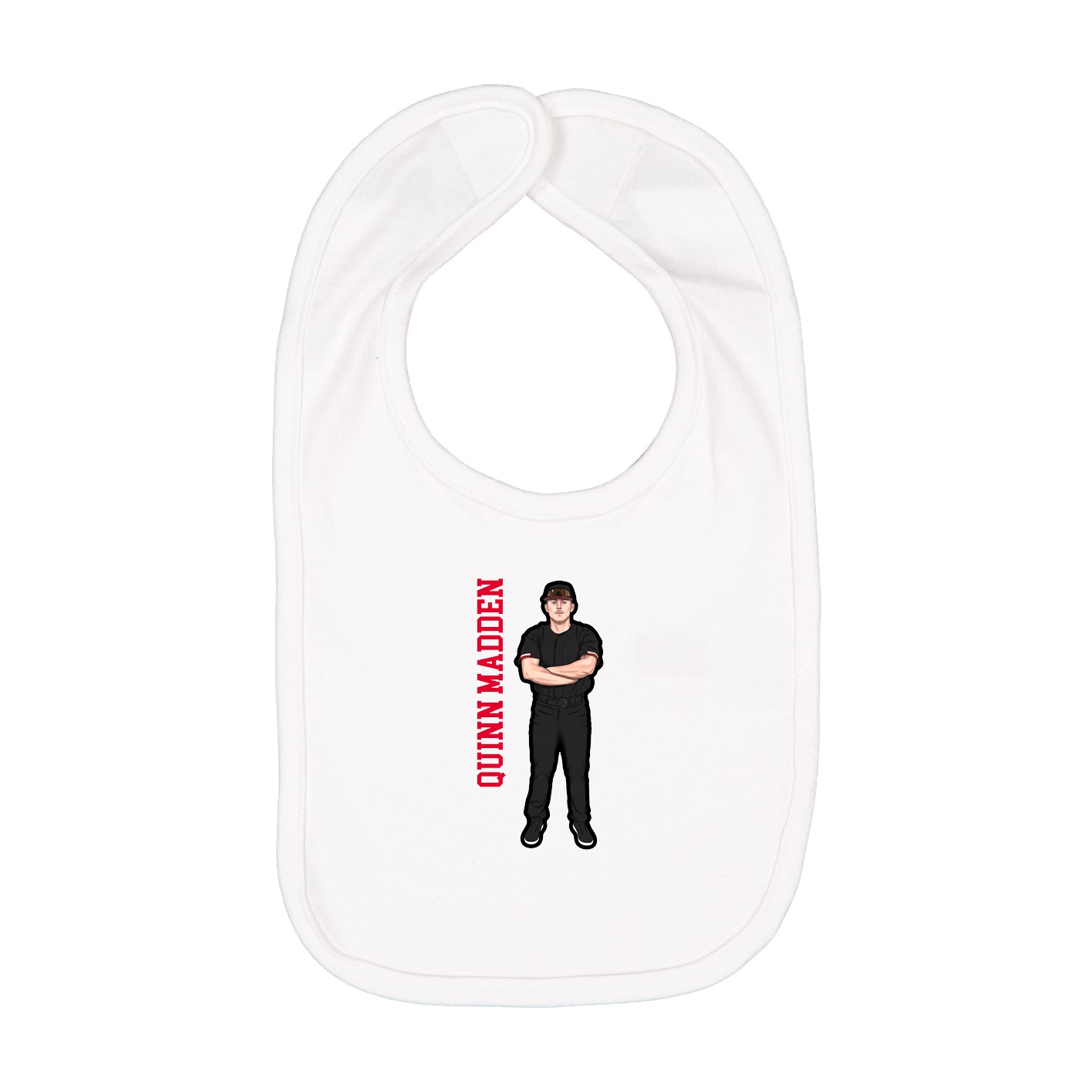 Infant Bib — Name Vertical in White