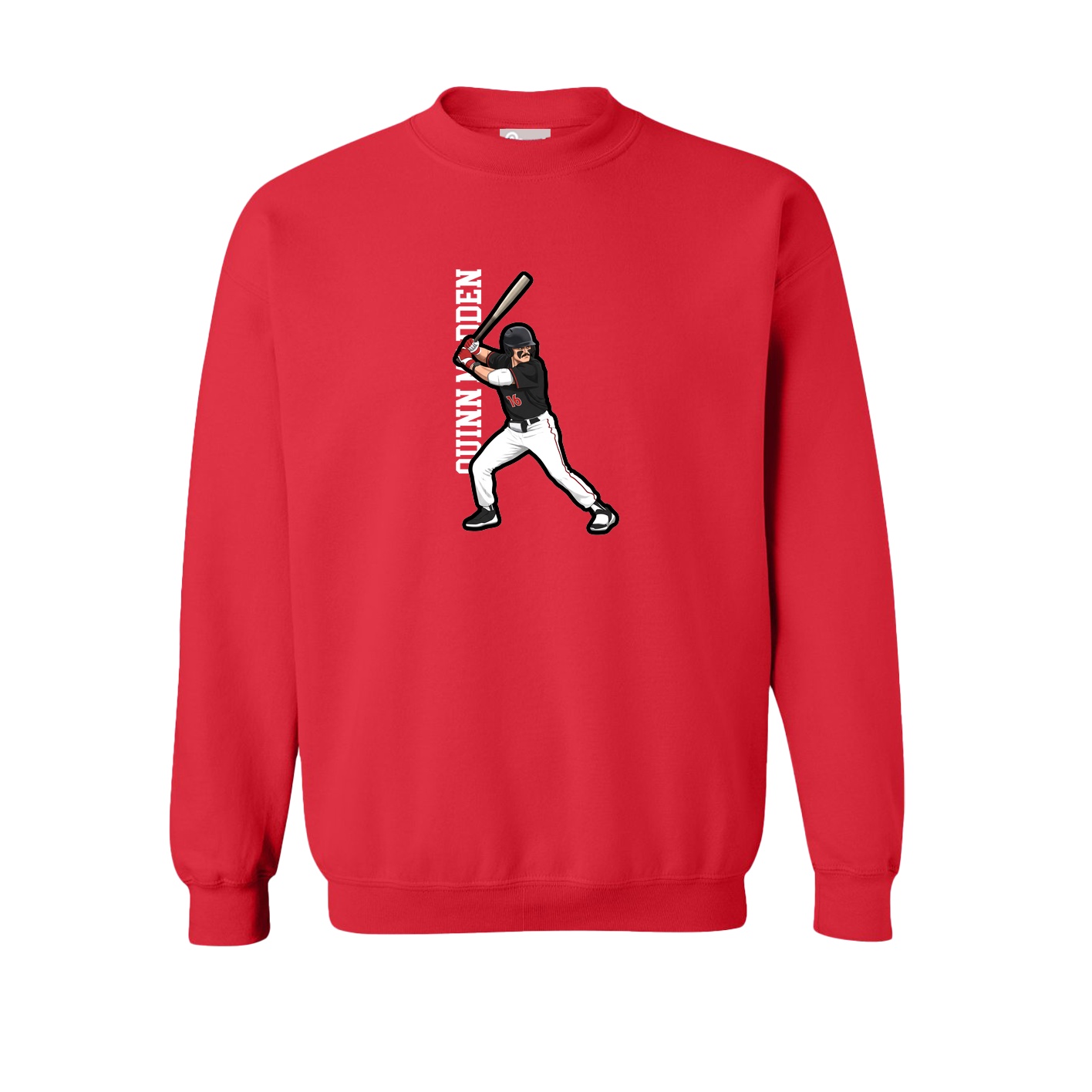 Fleece Crew — Name Vertical in Red