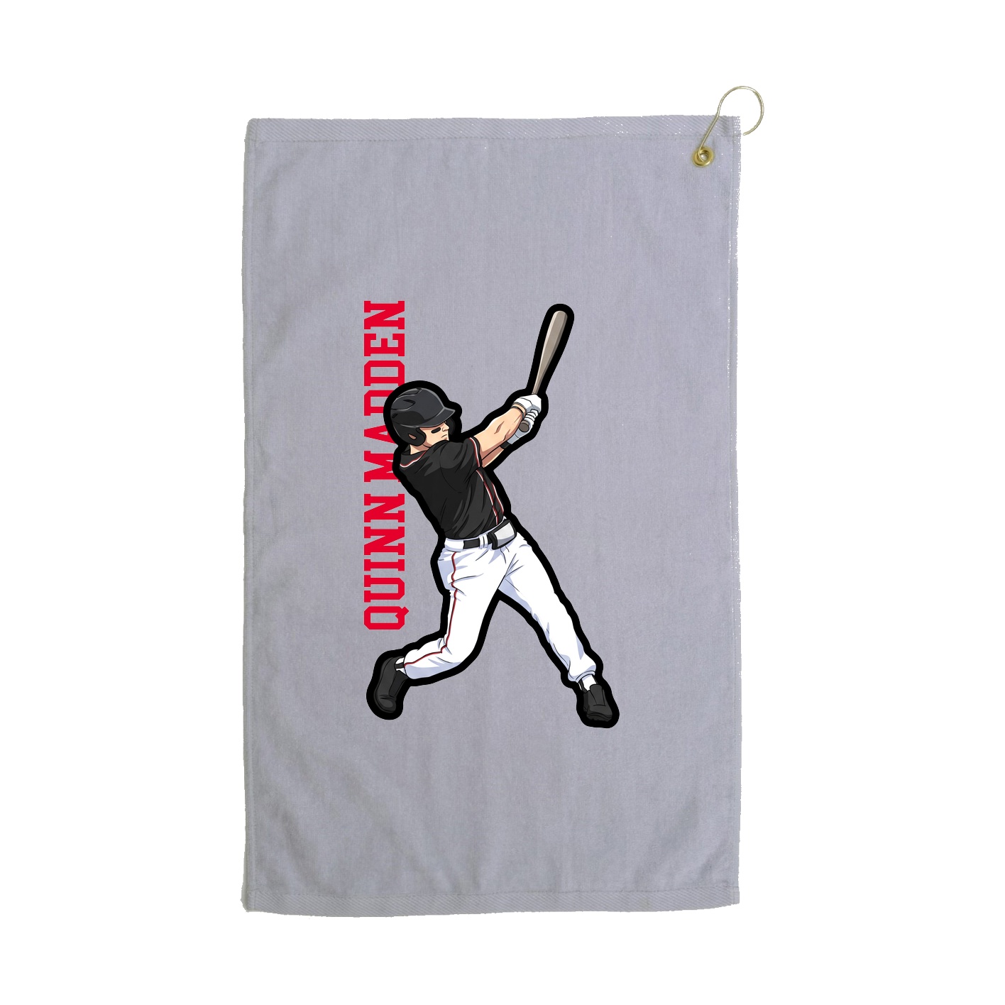 Golf Towel — Name Vertical in Grey