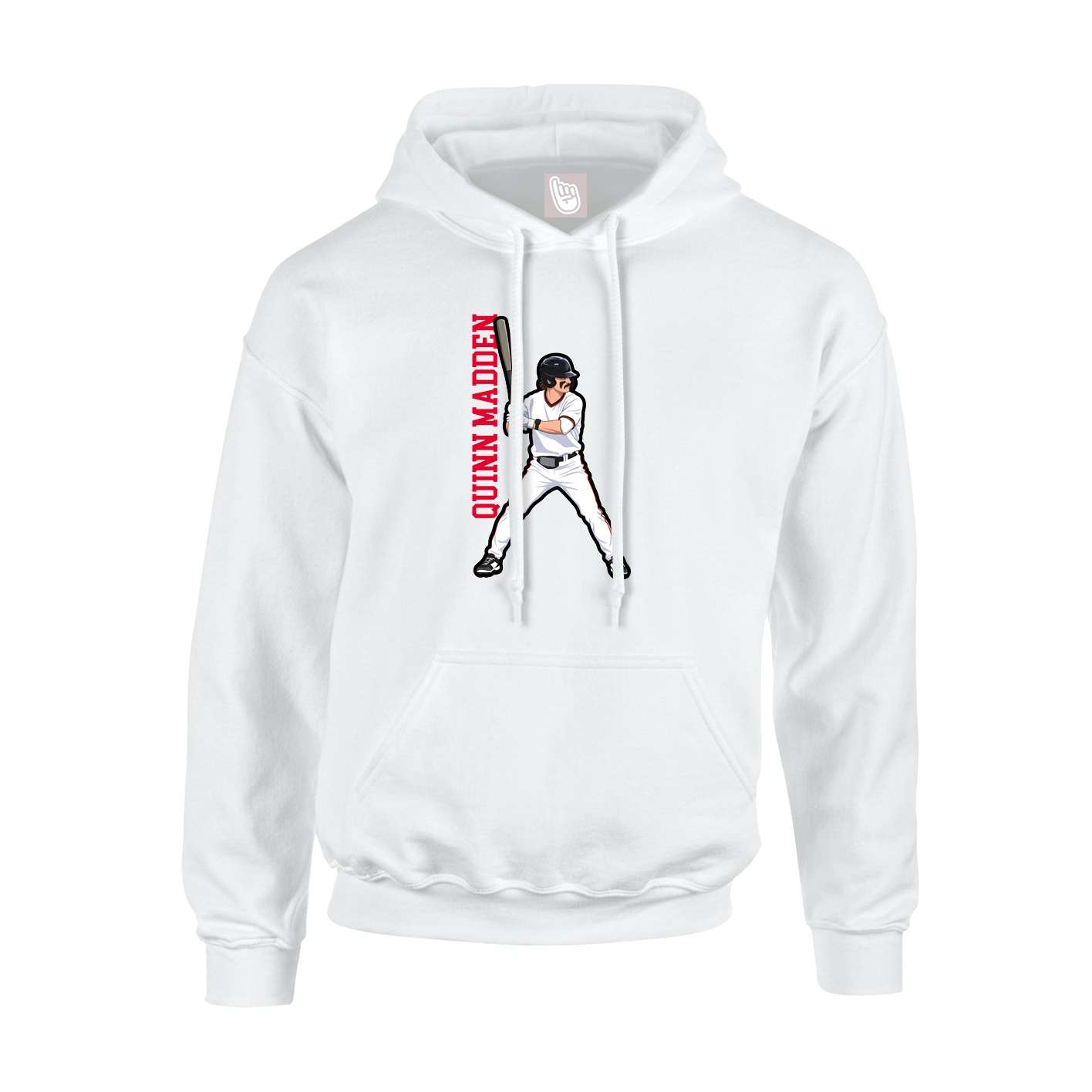 Youth Hoodie — Name Vertical in White