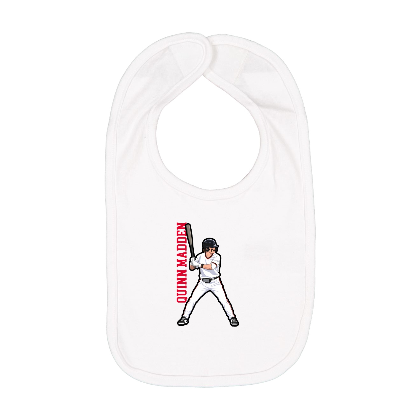 Infant Bib — Name Vertical in White