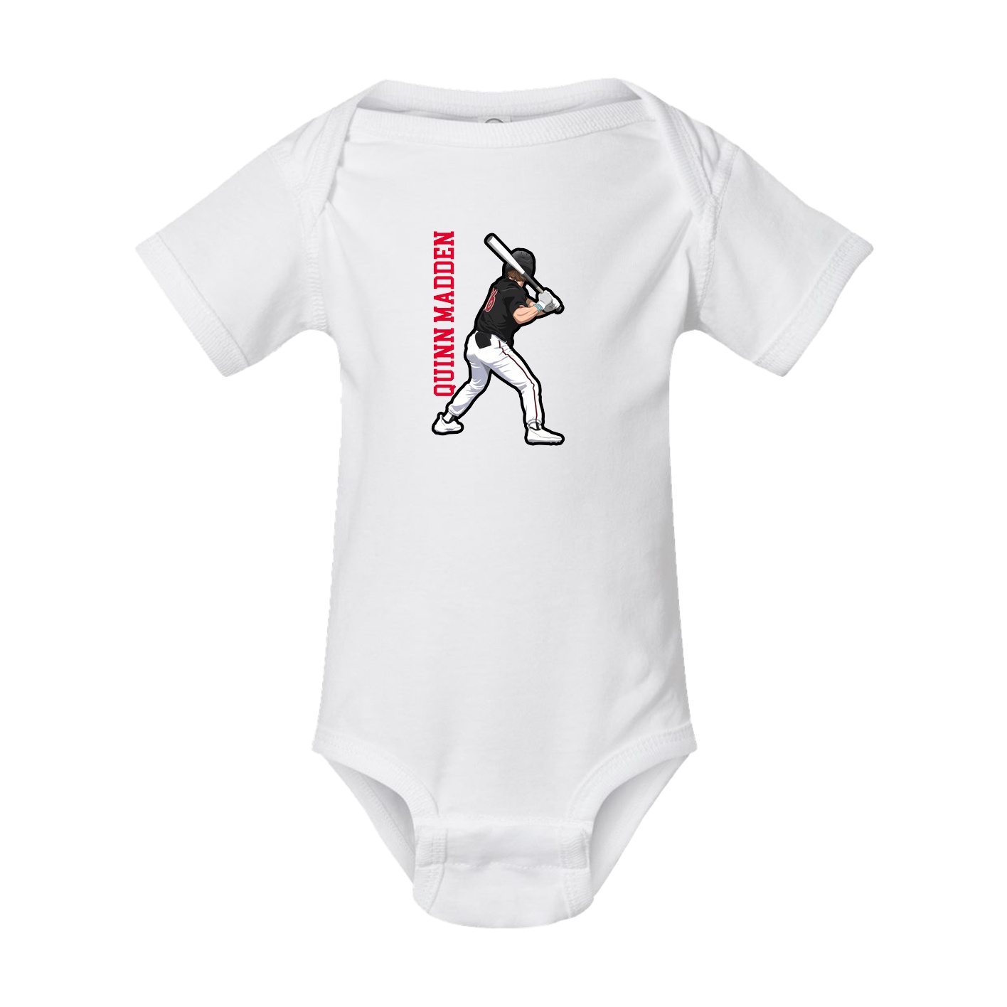 Baby Onesie — Name Vertical in White