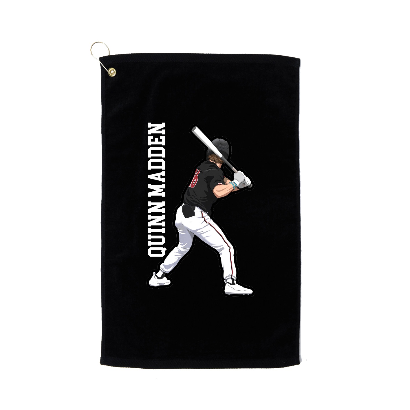 Golf Towel — Name Vertical in Black