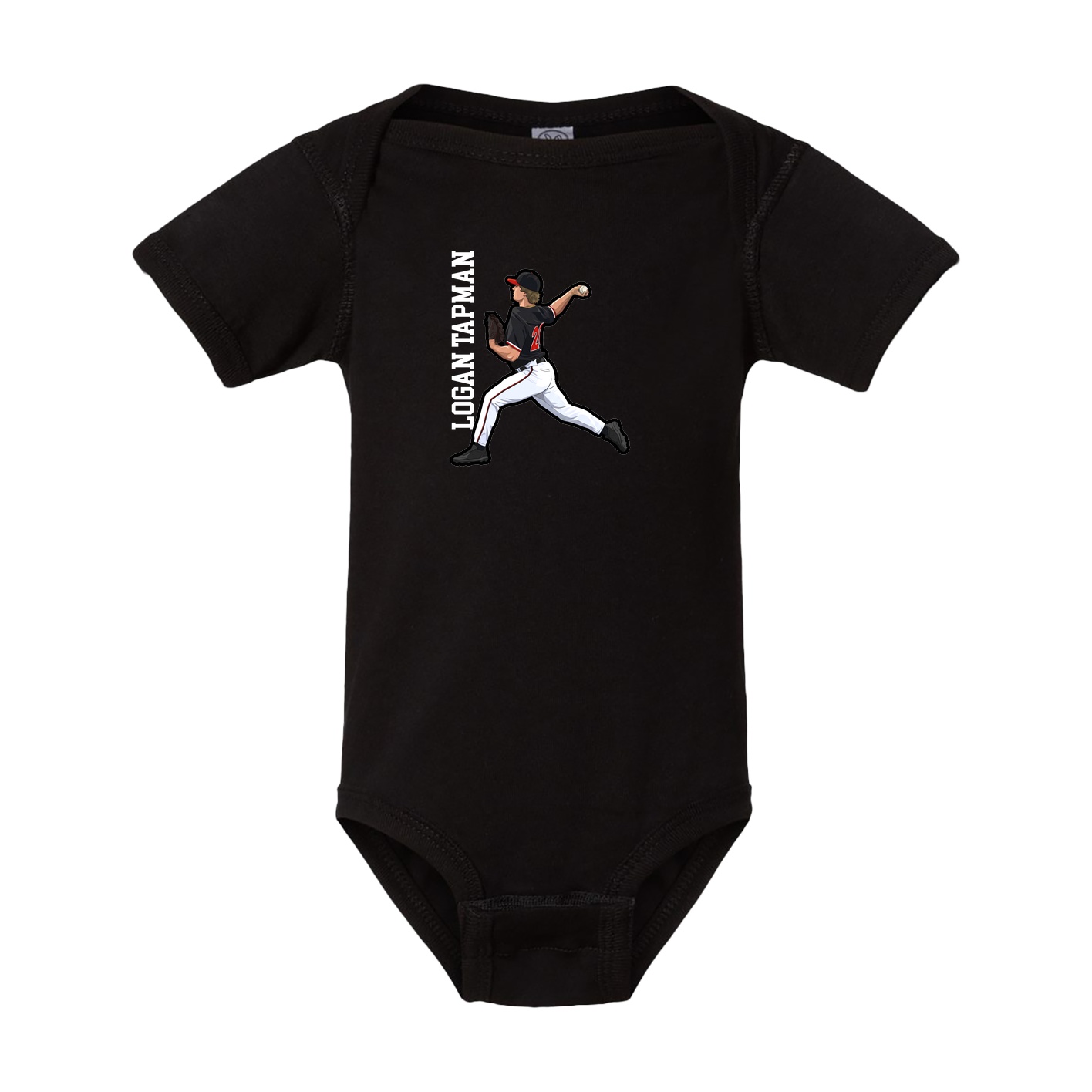 Baby Onesie — Name Vertical in Black