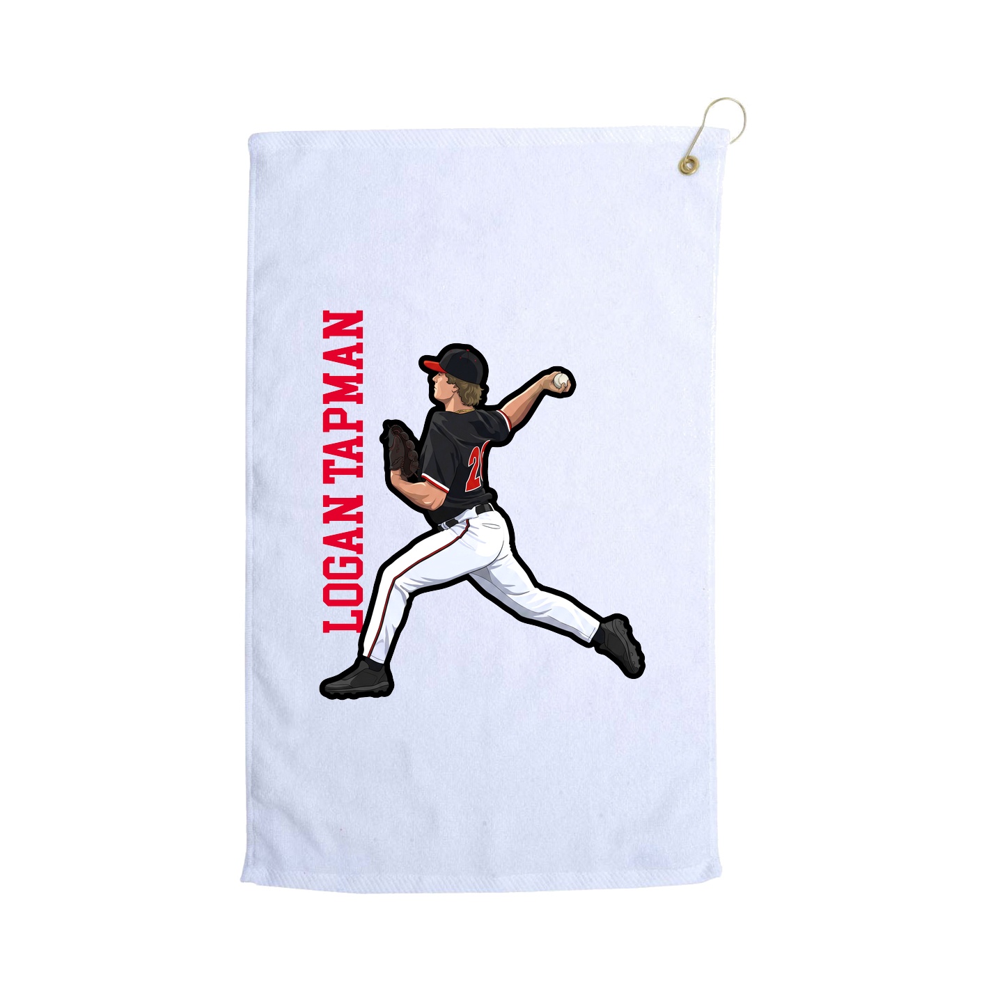 Golf Towel — Name Vertical in White