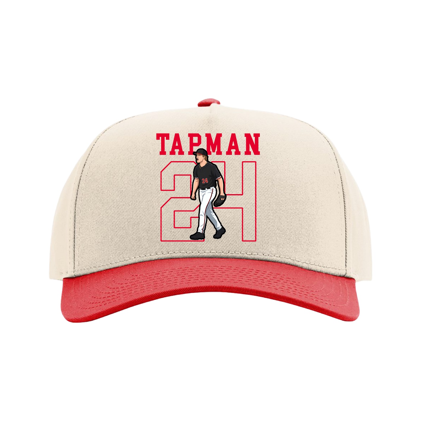 Full Fabric Five-Panel Champ Cap — Shirsey in Cream/Red
