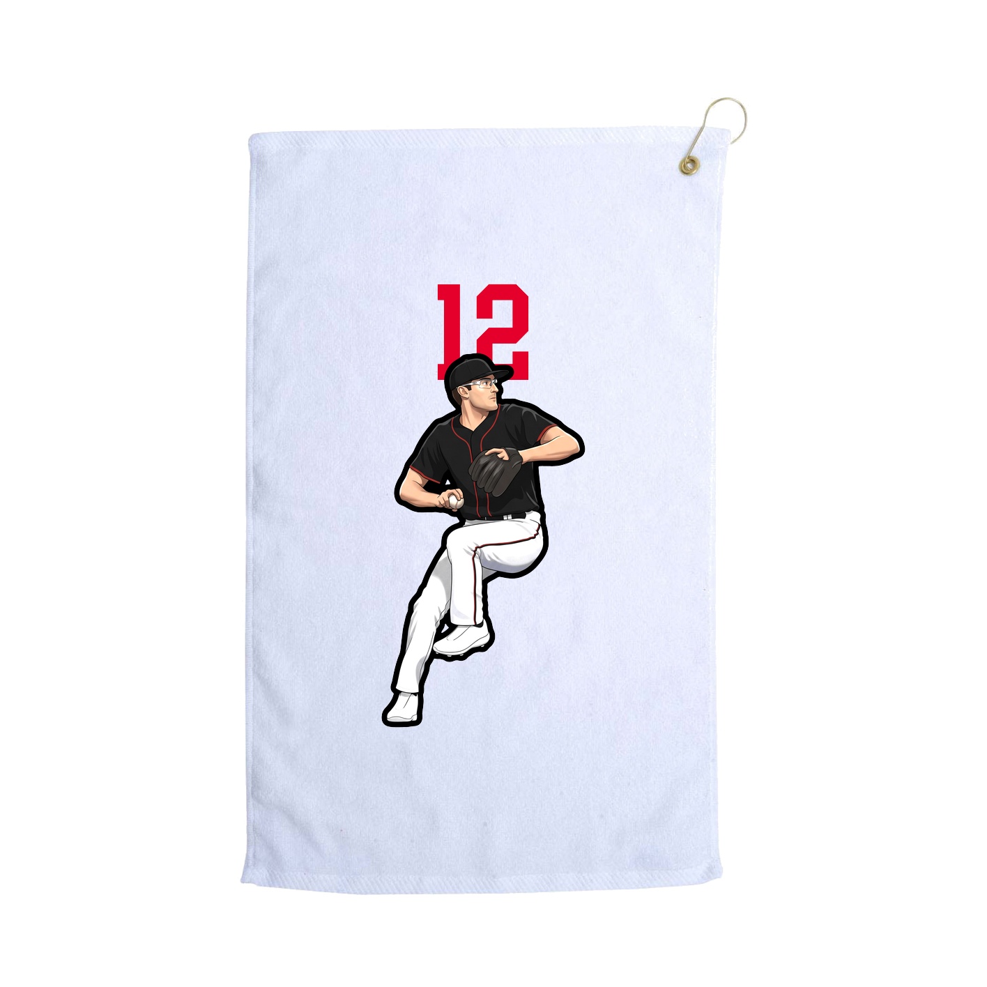 Golf Towel — Number Top in White
