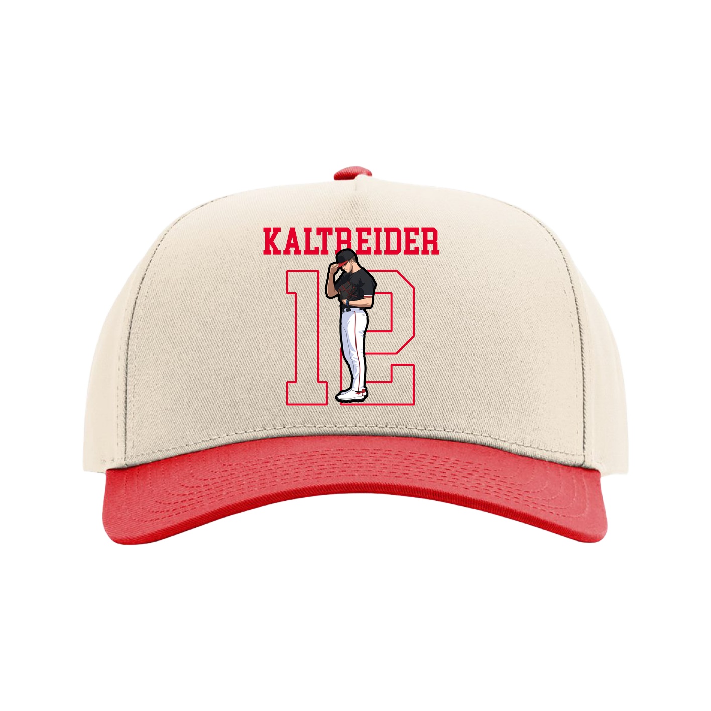 Full Fabric Five-Panel Champ Cap — Shirsey in Cream/Red
