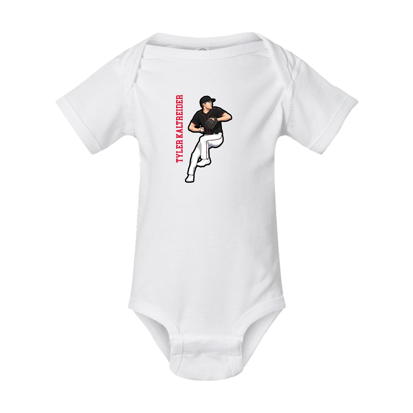 Baby Onesie — Name Vertical in White