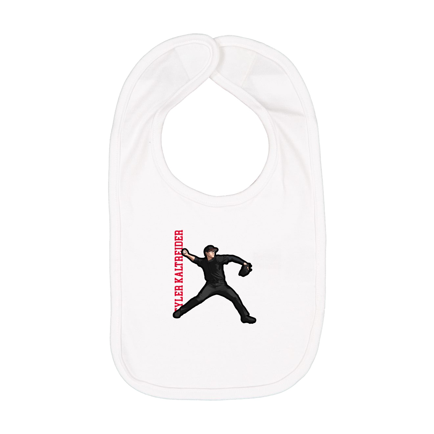 Infant Bib — Name Vertical in White