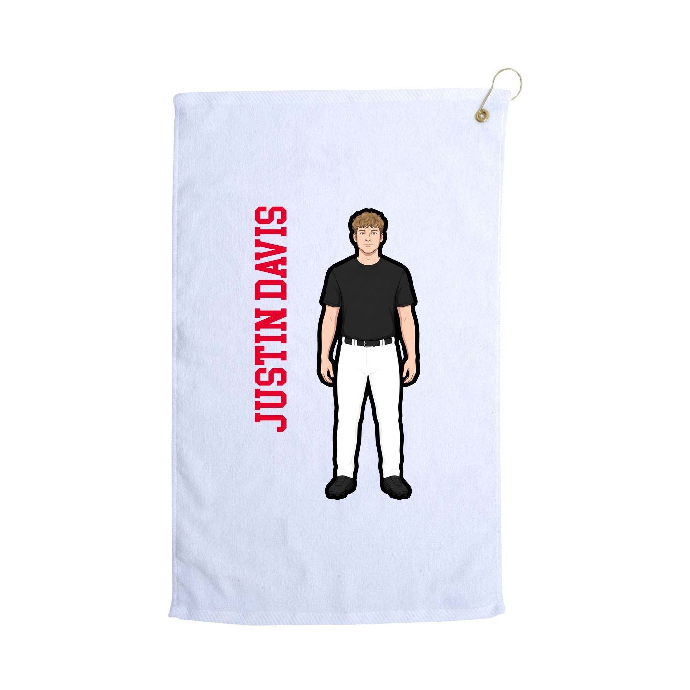 Golf Towel — Name Vertical in White