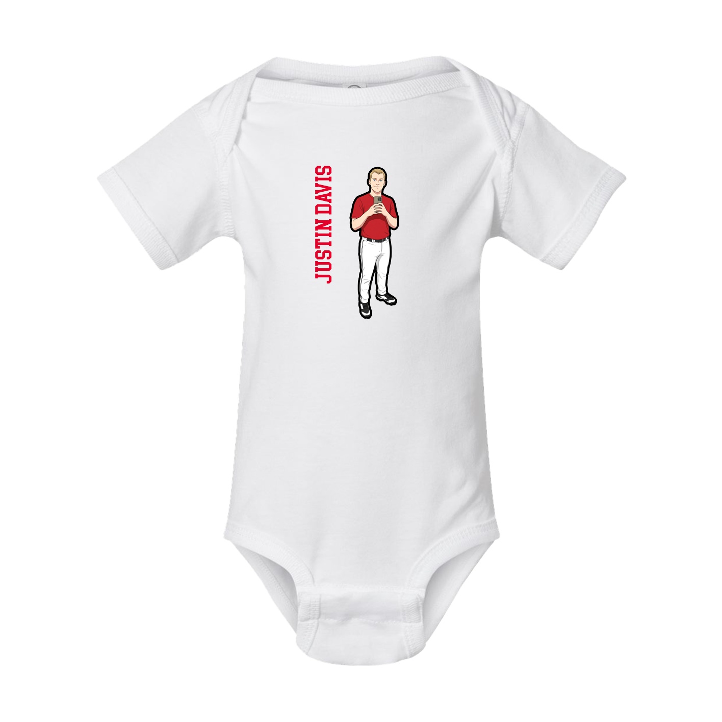 Baby Onesie — Name Vertical in White