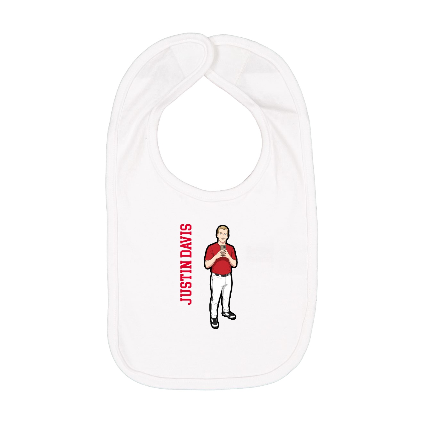 Infant Bib — Name Vertical in White