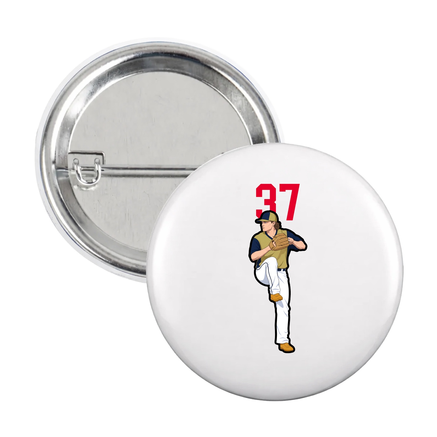 Game Day Button — Number Top in White