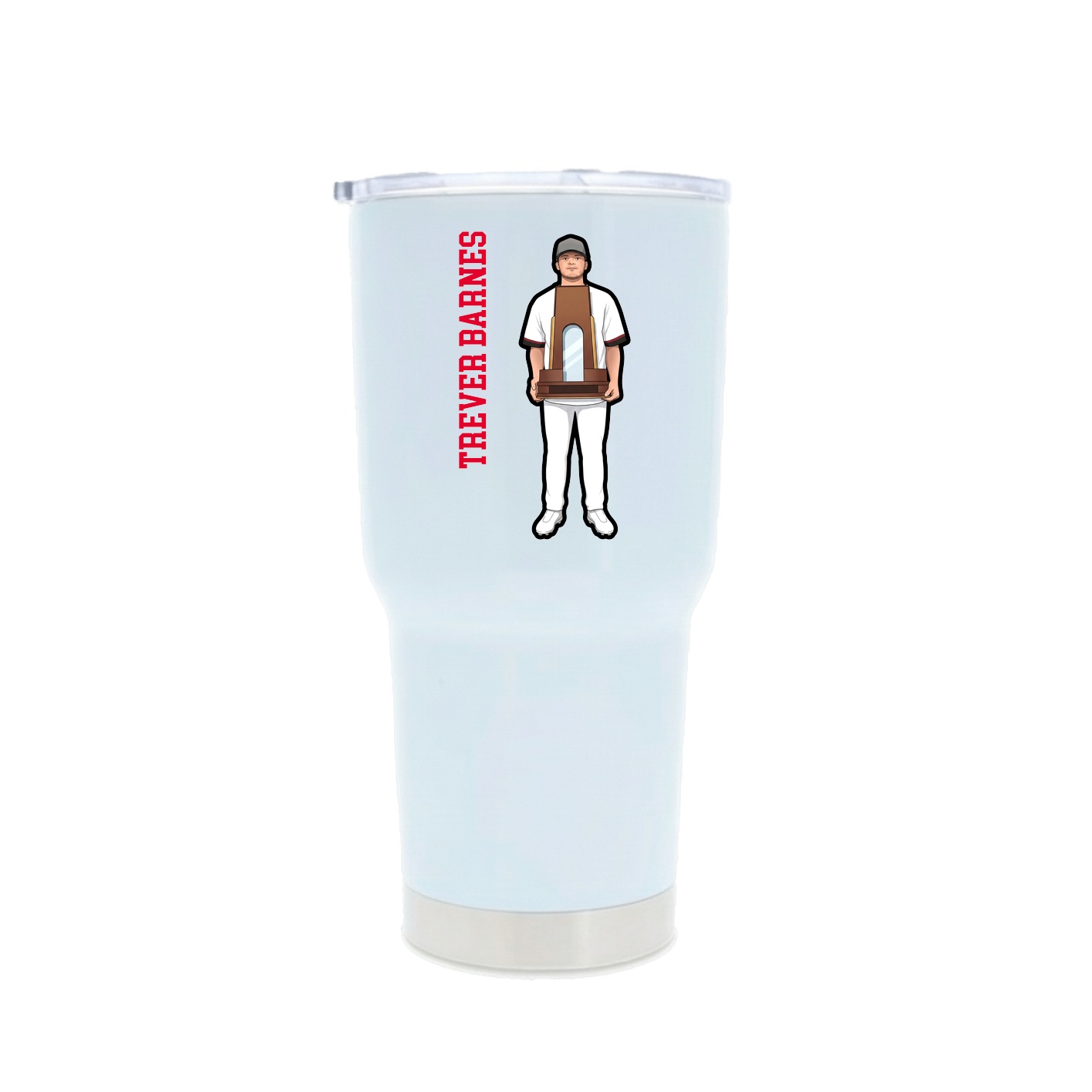 30oz Stainless Steel Tumbler — Name Vertical in White