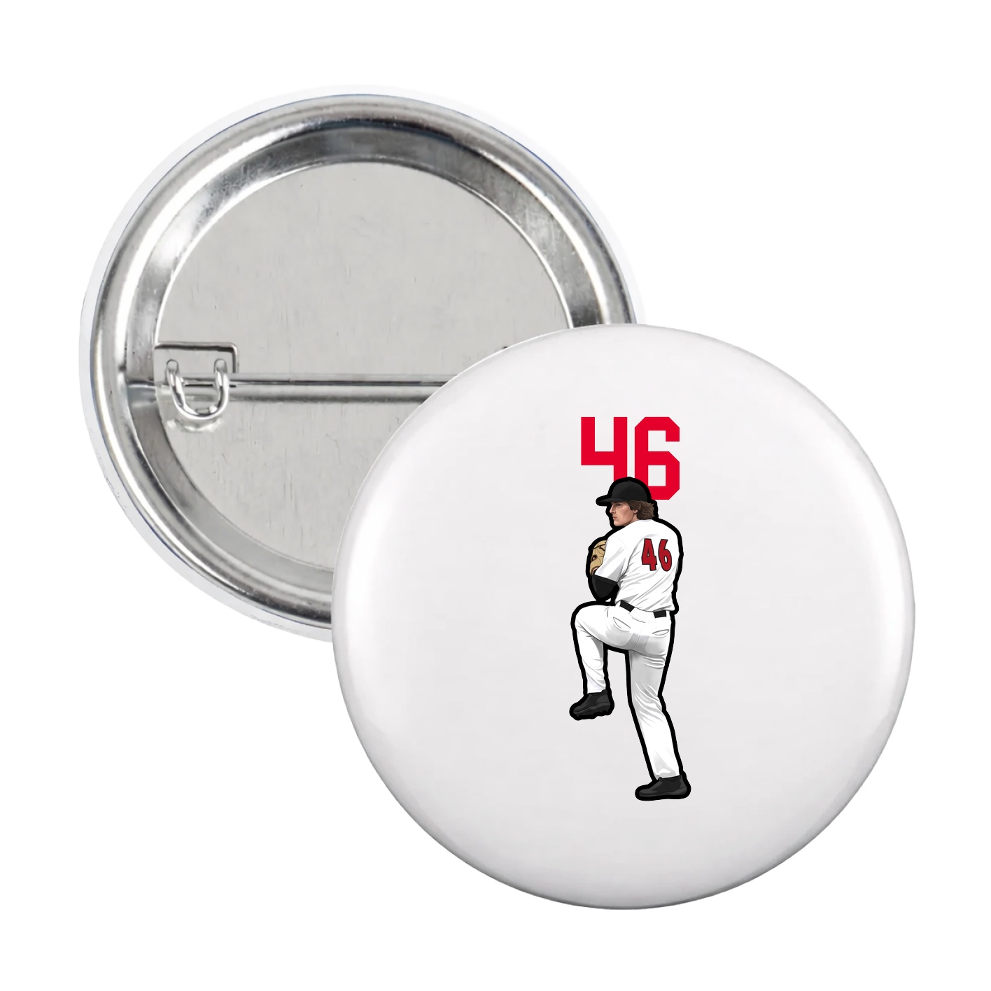 Game Day Button — Number Top in White