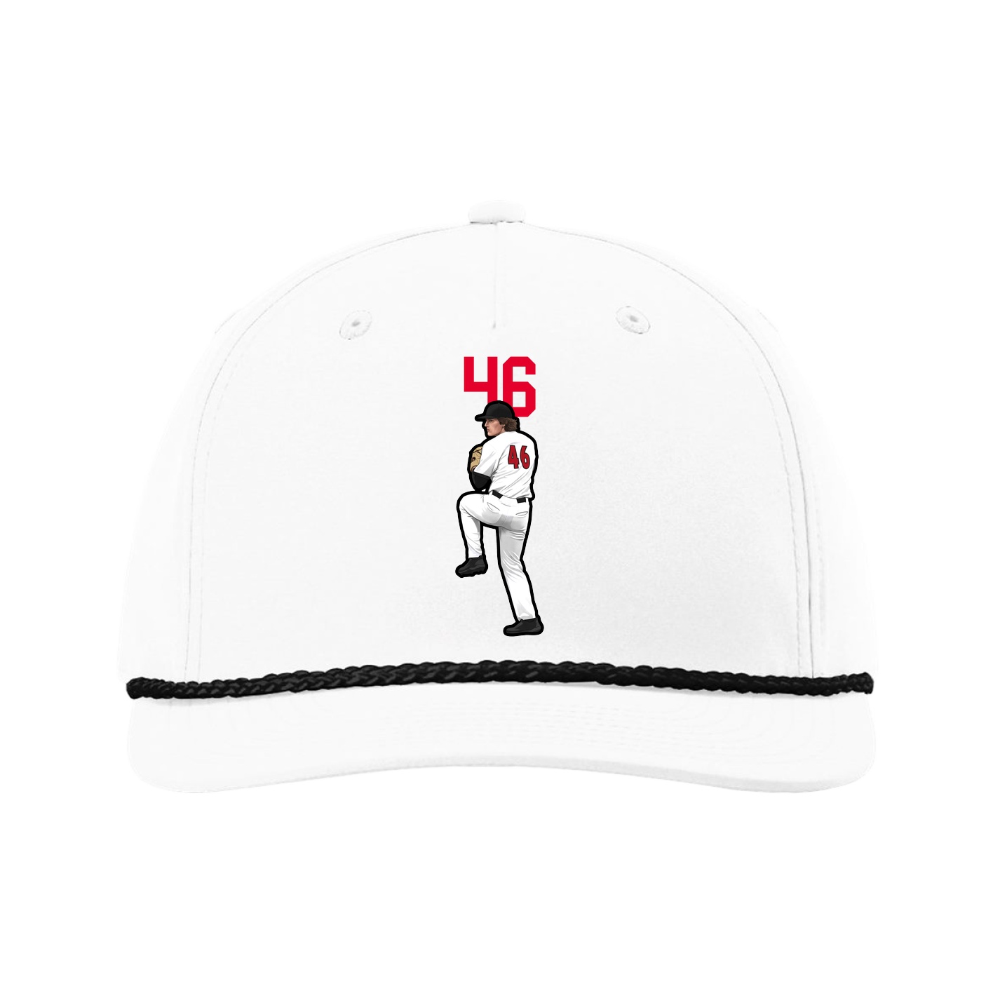 Five-Panel Classic Rope Cap — Number Top in White