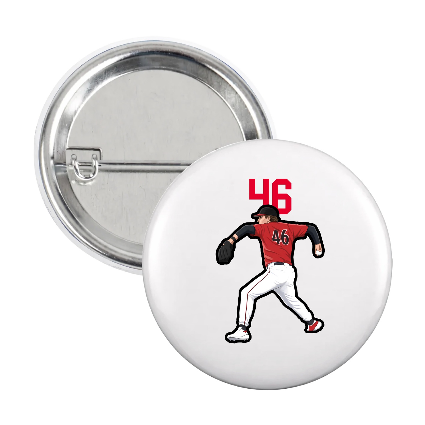 Game Day Button — Number Top in White