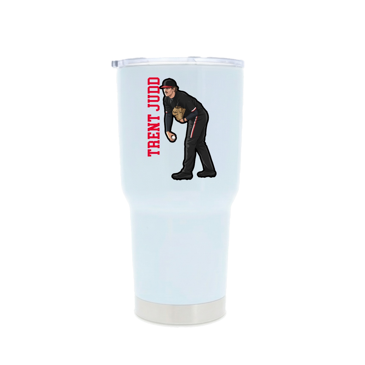 30oz Stainless Steel Tumbler — Name Vertical in White