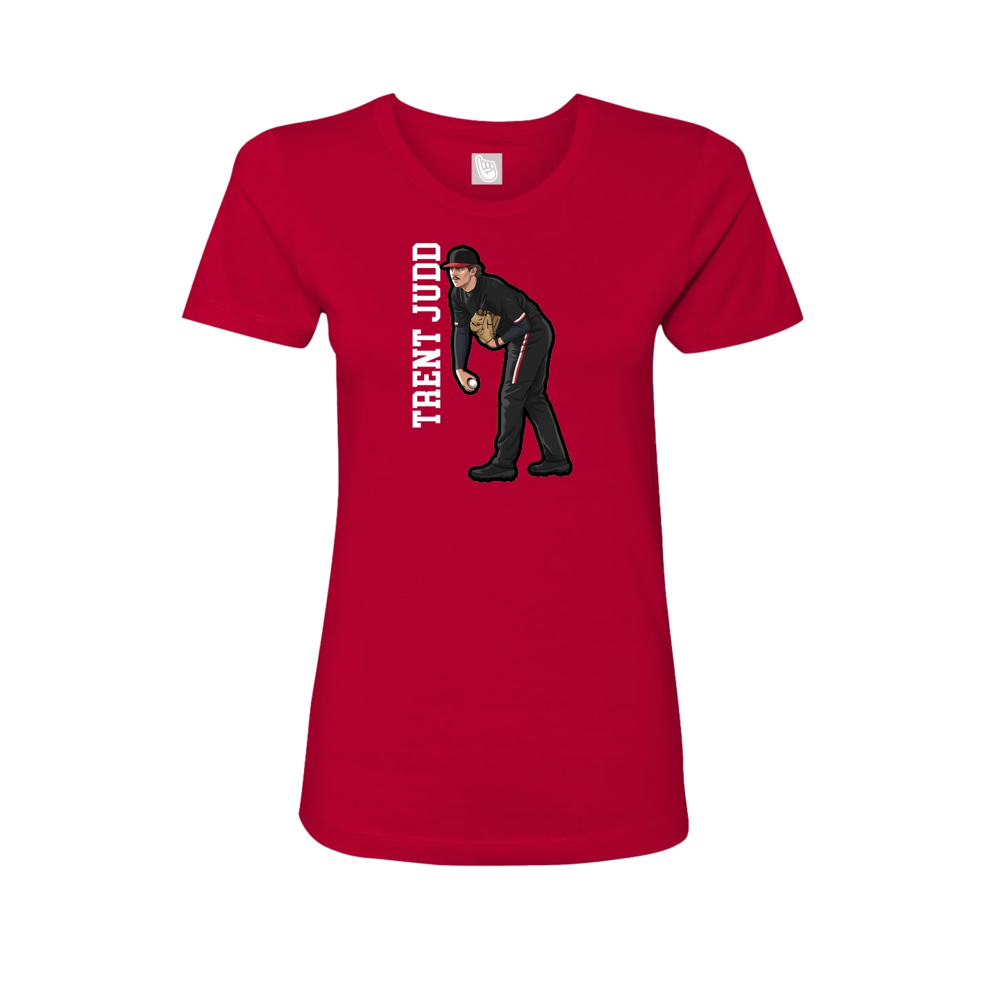 Fitted Women's Tee — Name Vertical in Red