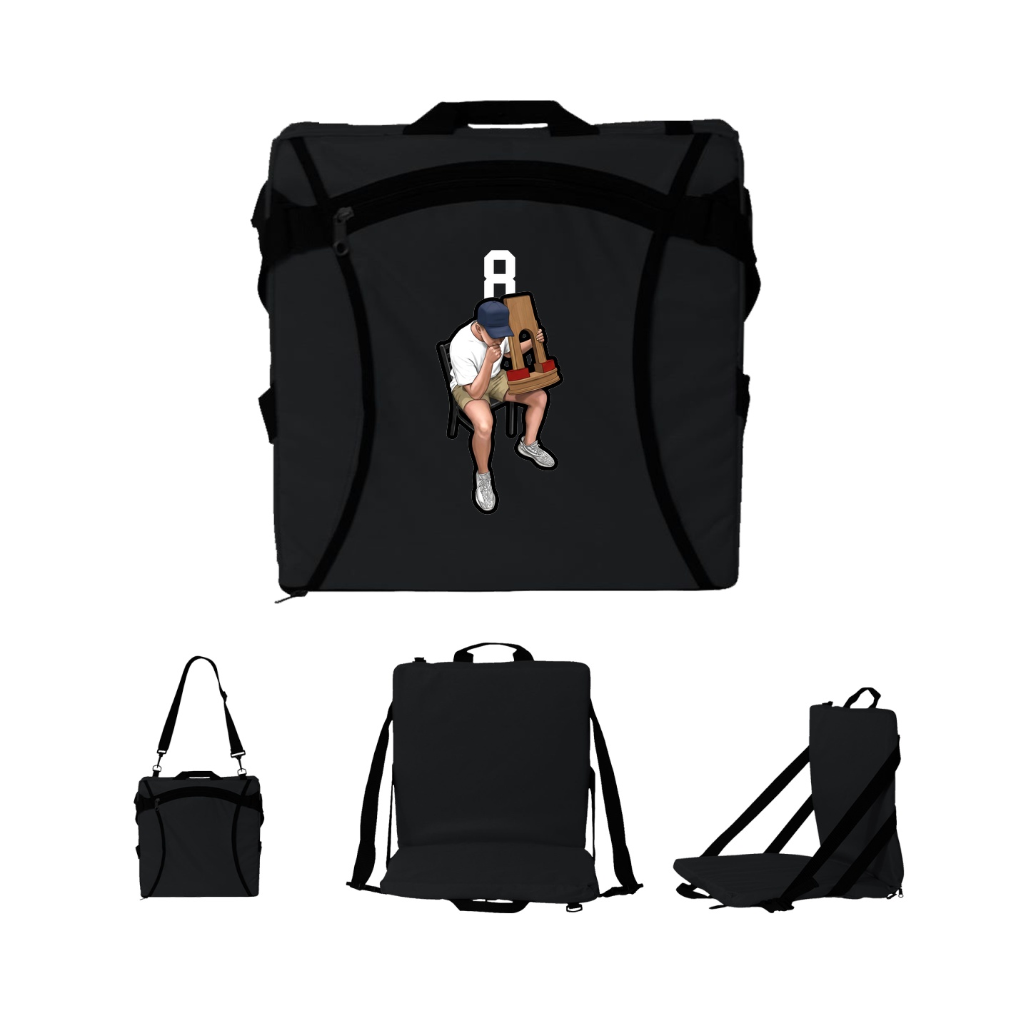 Folding Stadium Seat — Number Top in Black