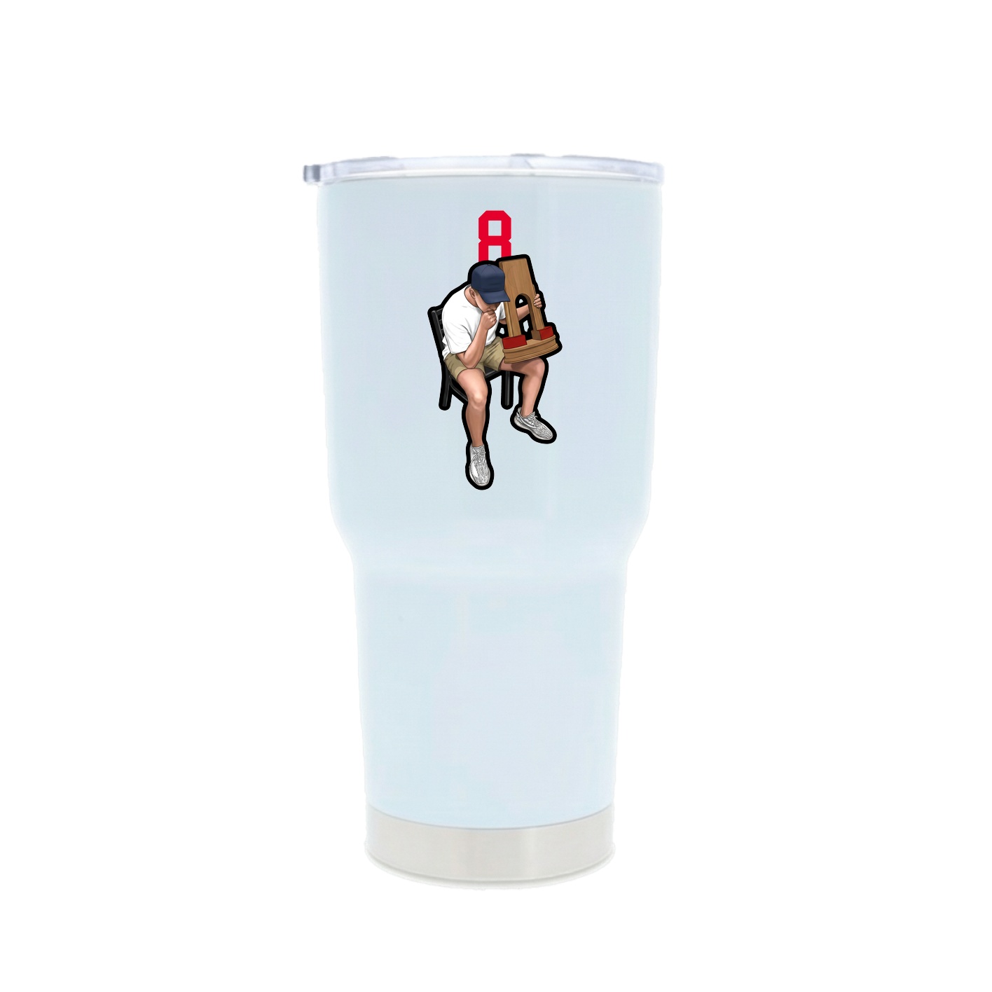 30oz Stainless Steel Tumbler — Number Top in White