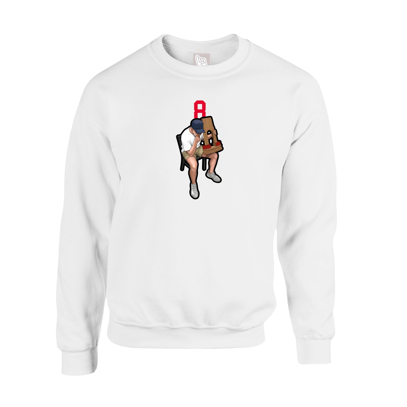 Fleece Crew — Number Top in White