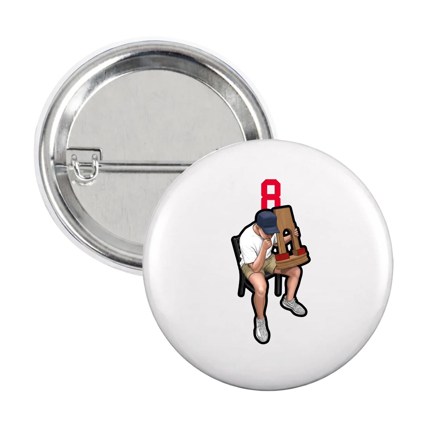 Game Day Button — Number Top in White