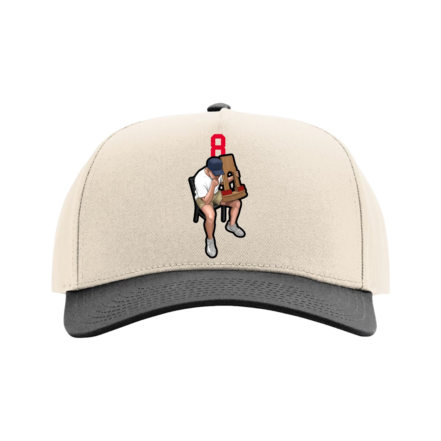 Full Fabric Five-Panel Champ Cap — Number Top in Cream/Black