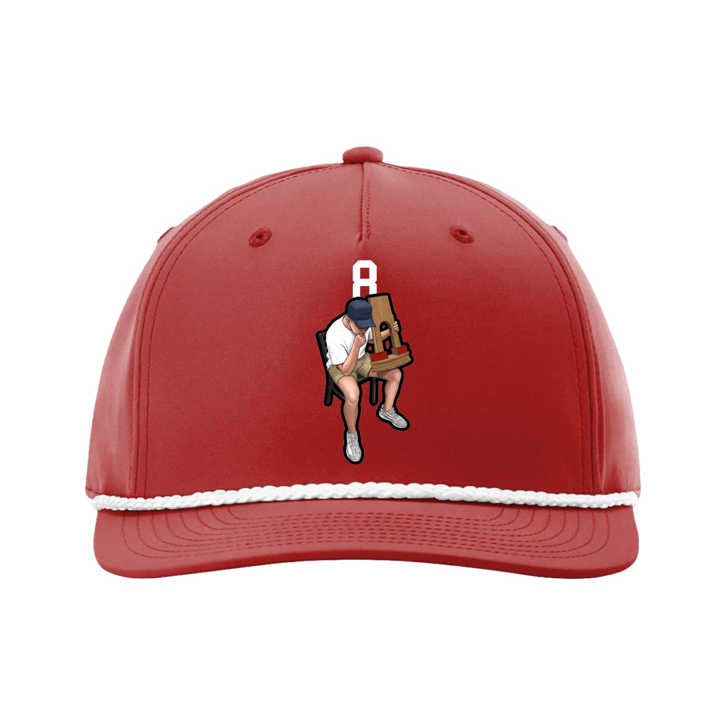Five-Panel Classic Rope Cap — Number Top in Red