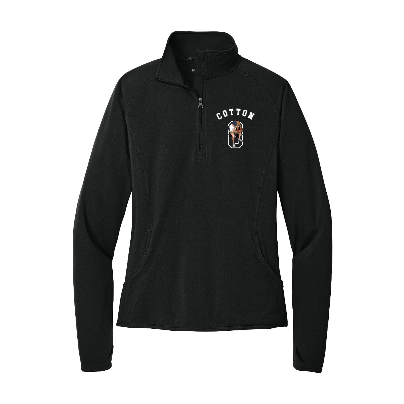 Women's Q-Zip Pullover — Shirsey Arch in Black
