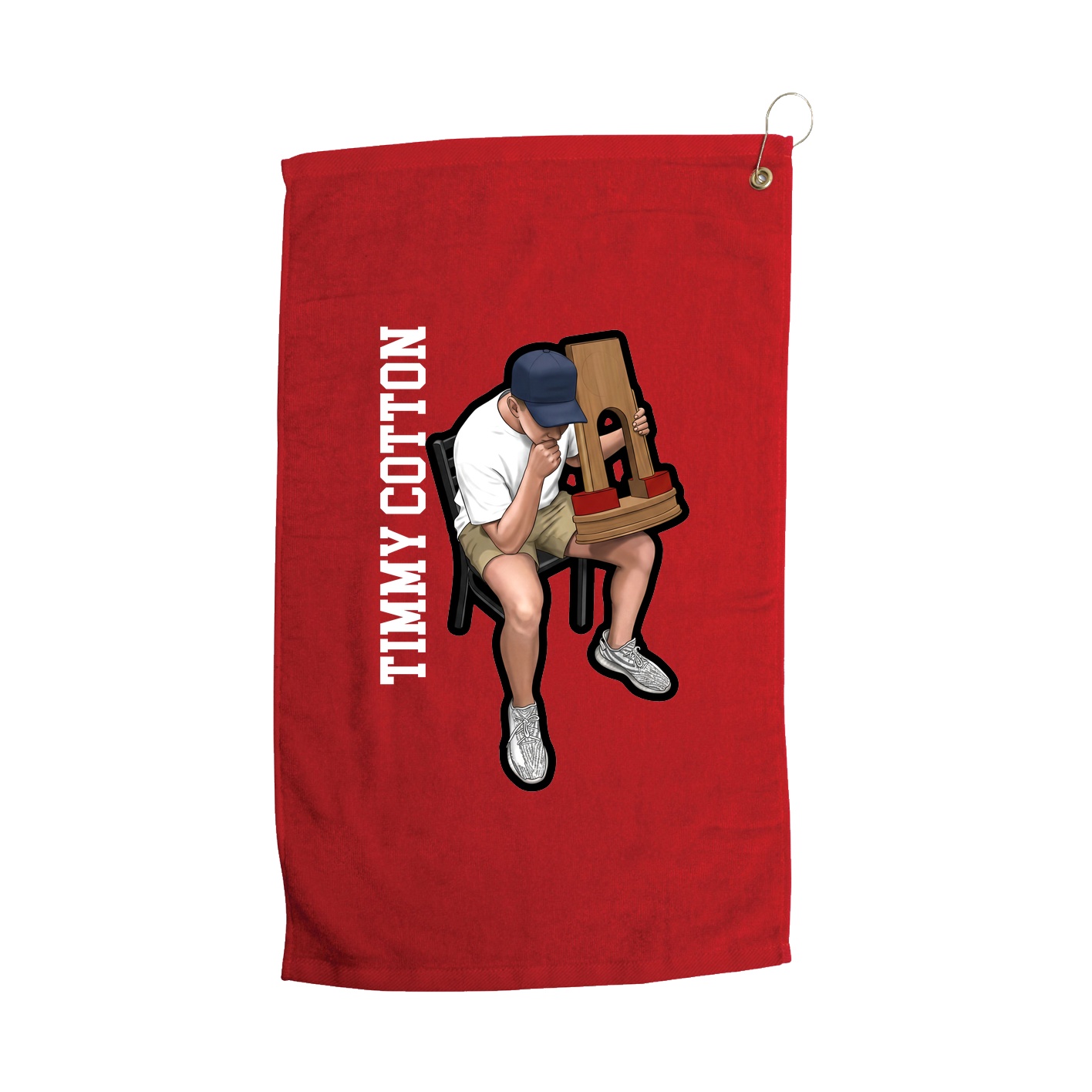 Golf Towel — Name Vertical in Red