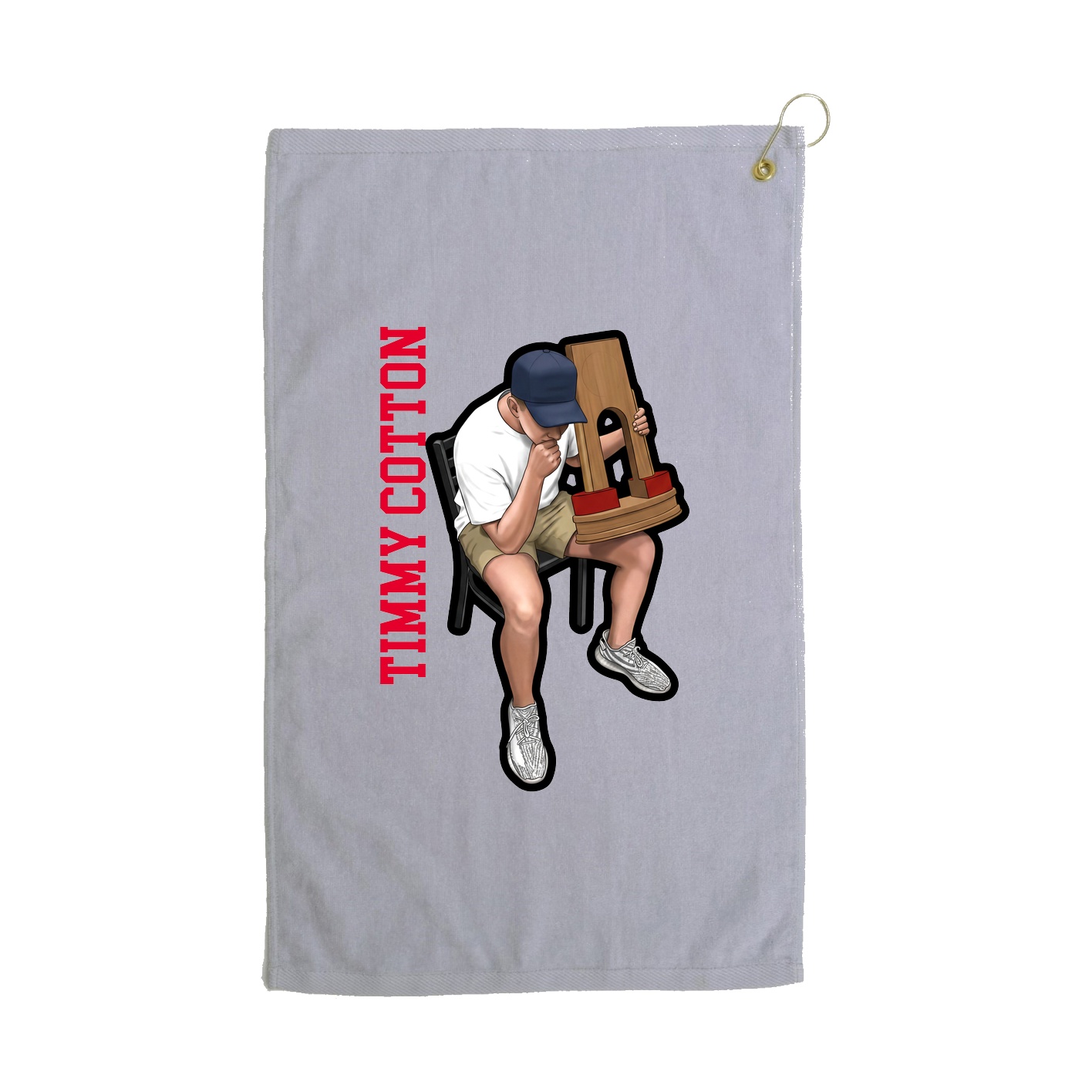 Golf Towel — Name Vertical in Grey