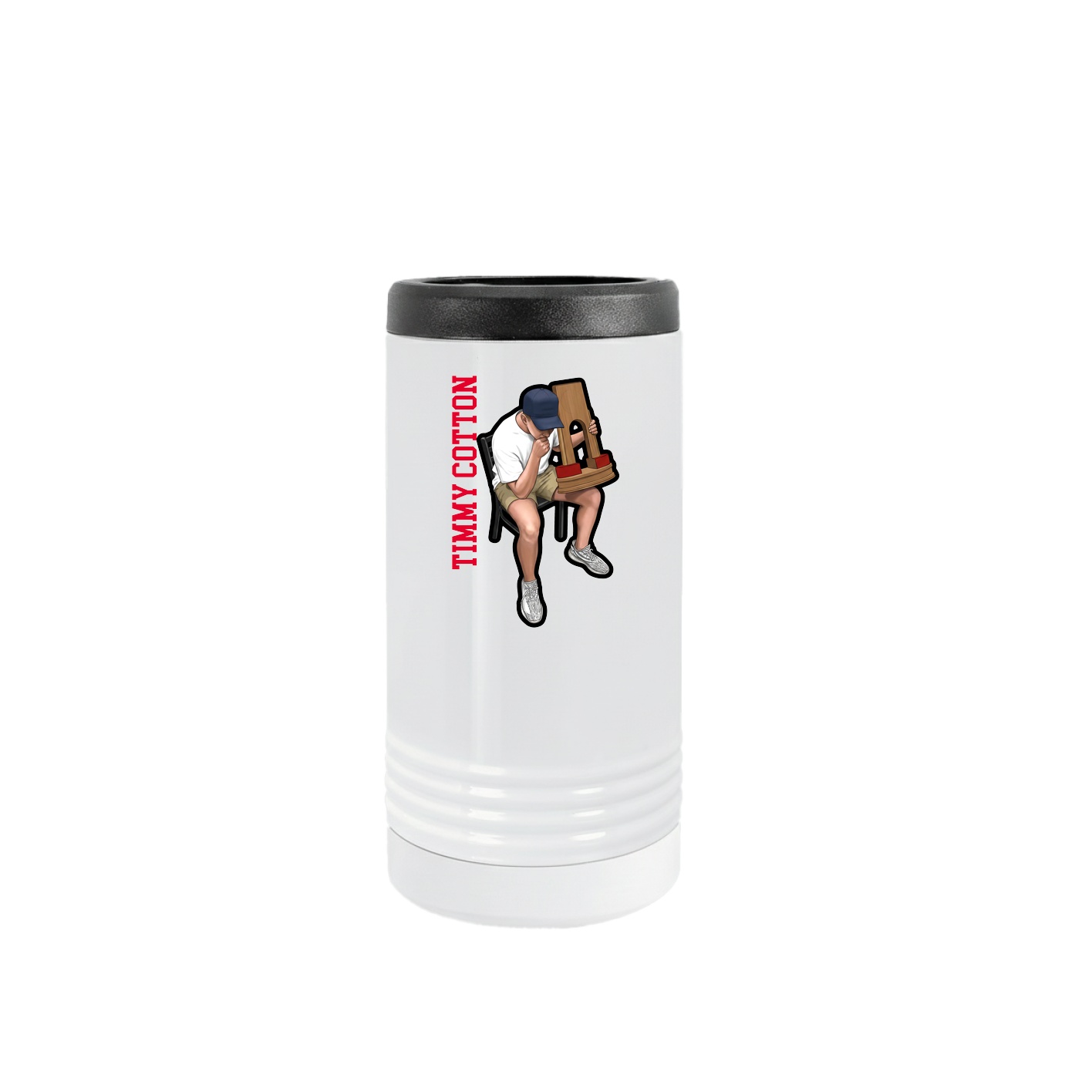 Slim Beverage Holder — Name Vertical in White
