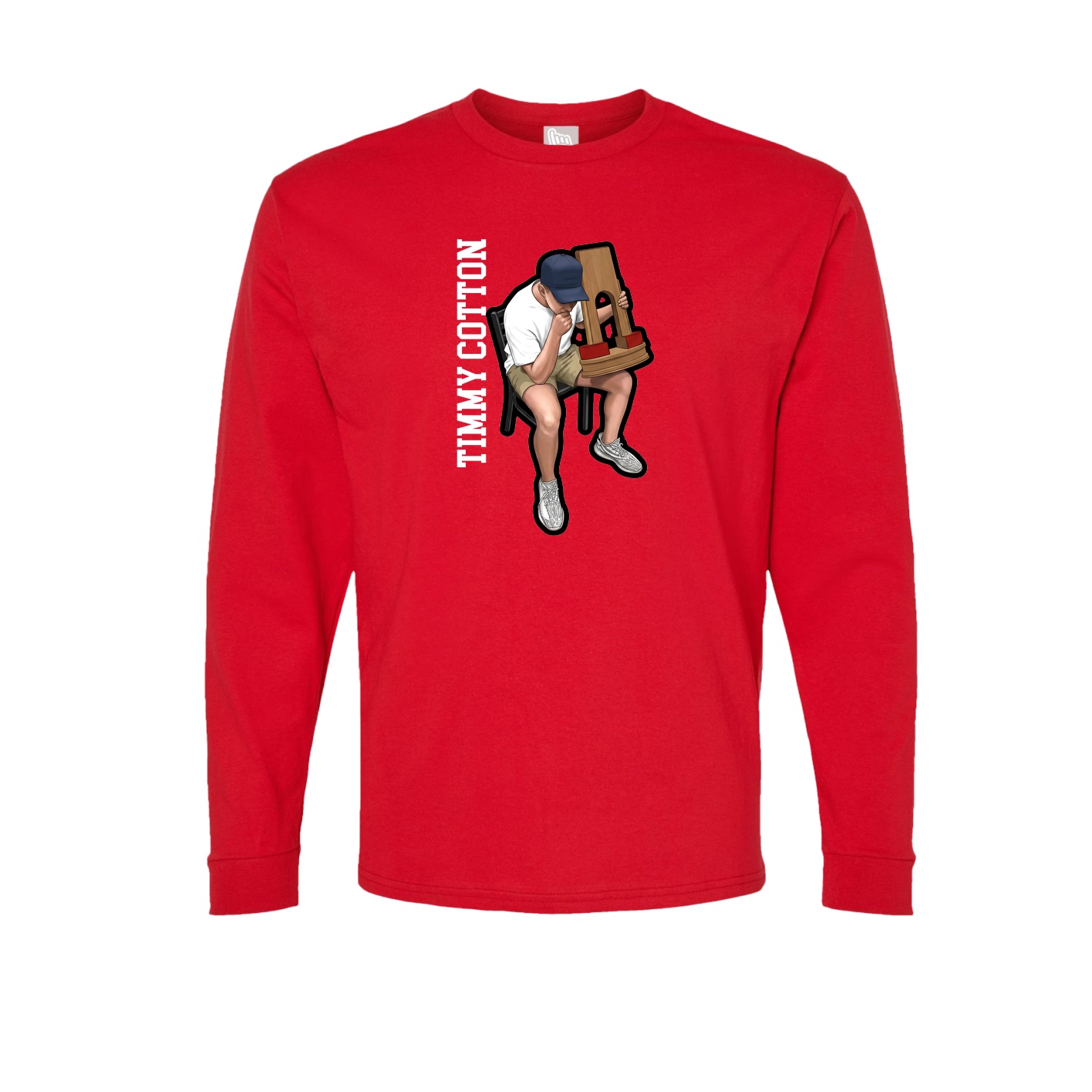 Long Sleeve Tee — Name Vertical in Red
