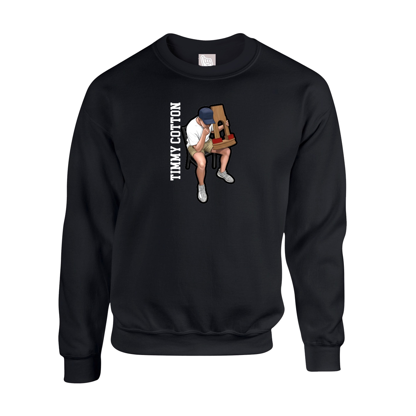 Fleece Crew — Name Vertical in Black