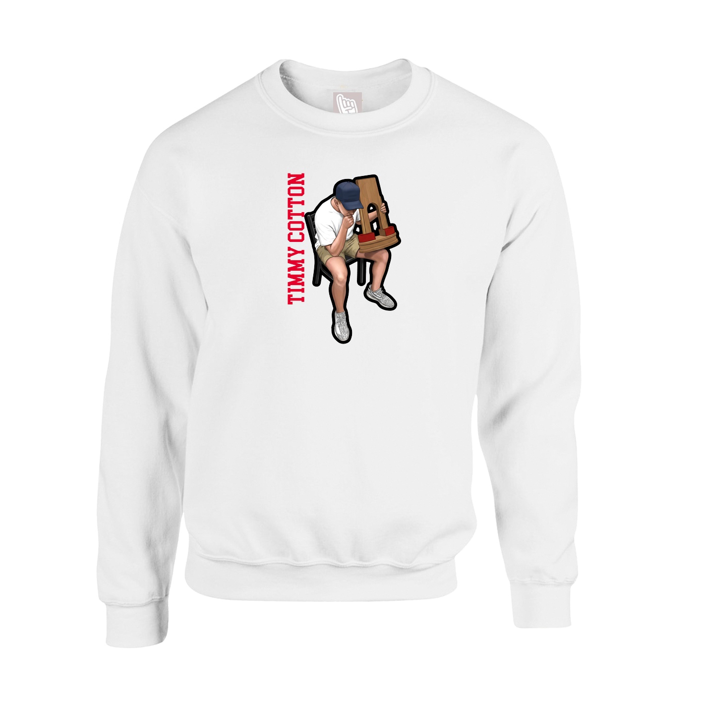 Fleece Crew — Name Vertical in White