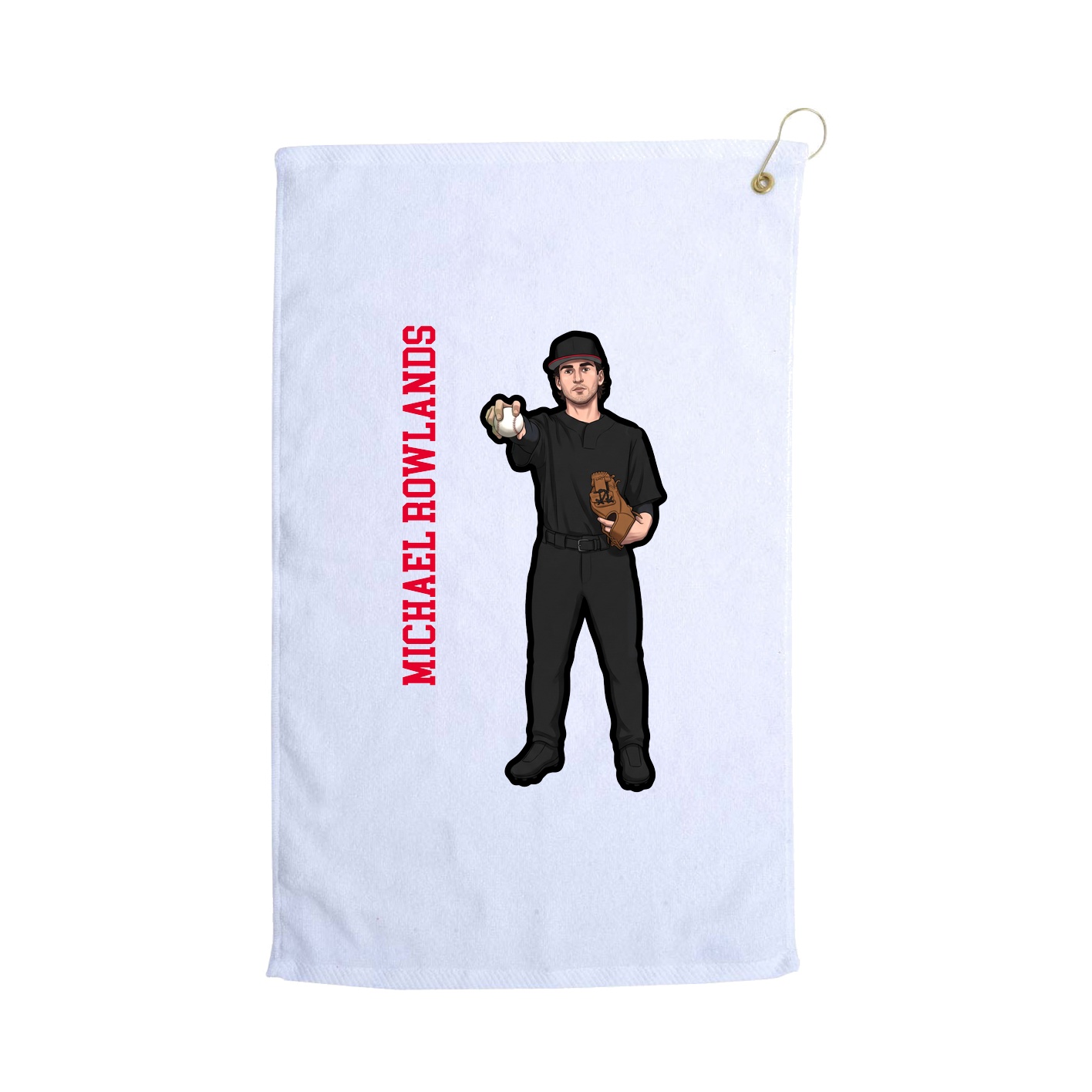Golf Towel — Name Vertical in White