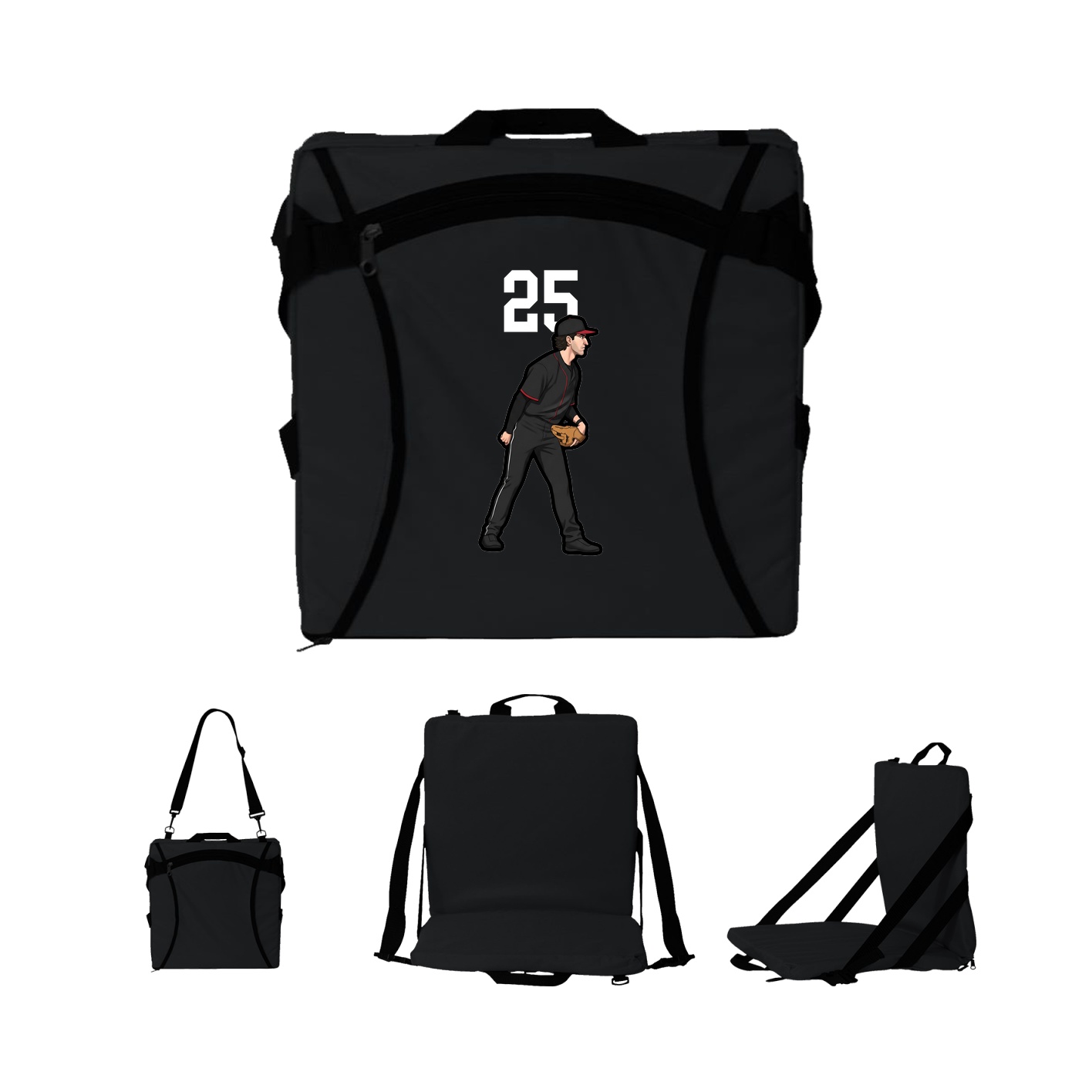Folding Stadium Seat — Number Top in Black