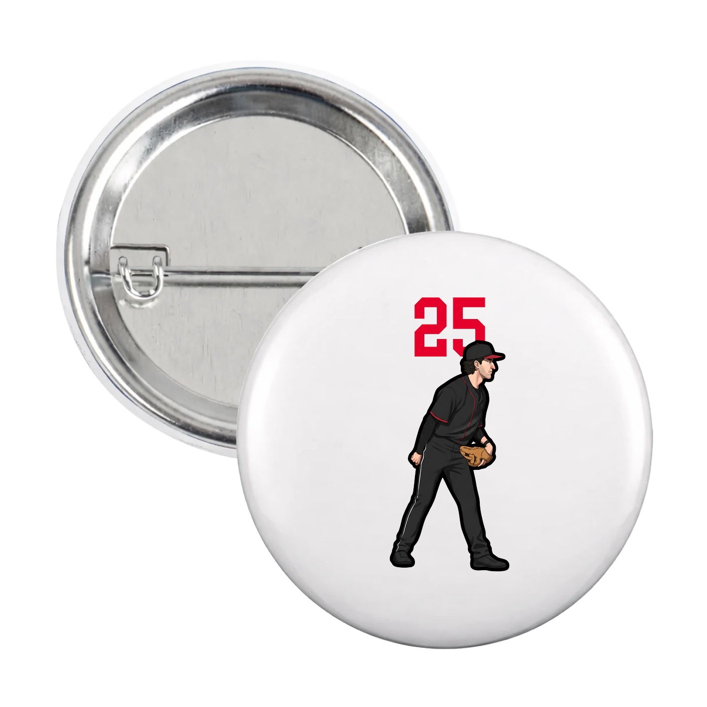 Game Day Button — Number Top in White