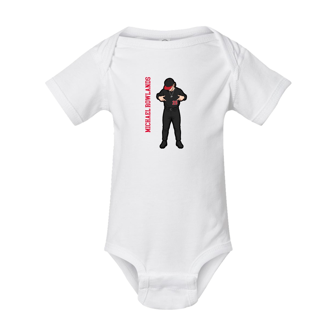 Baby Onesie — Name Vertical in White